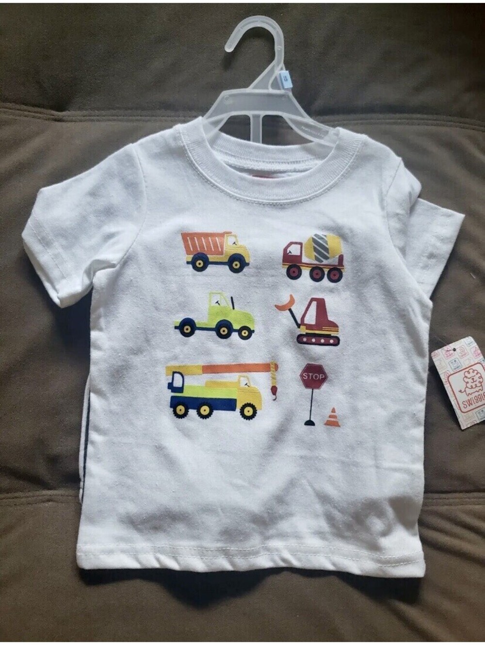 Swiggles 2 Piece Shirt and gray mesh Shorts Set Construction Trucks 18 Mo NEW